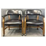 Pair Rolling Banker's Style Chairs