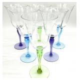 6 Block Crystal Melody Colored Stem Water Goblets