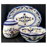 3pc Pier One San Marino Platter, Bowl, Cookie Jar