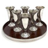 Alvin Sterling Silver Cordial Cups & Tray