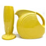 2pc Fiesta Ware Small Disk Pitcher & Bud Vase