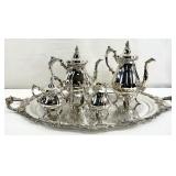 Wallace Silverplate Baroque Tea Set w/ Tray