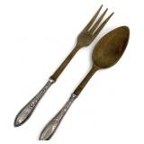 2pc Webster Co. Sterling & Wood Salad Servers