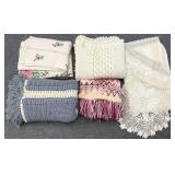 5pc Vintage Crochet Throws, Blankets & Table Linen