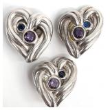 Varsano Modernist Sterling Clip Earrings & Pendant
