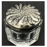 Small Antique Sterling Silver Lidded Vanity Jar