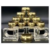 15pc Brass & Lucite Bud Vase Napkin Rings