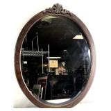 Antique Wood Framed Beveled Oval Mirror