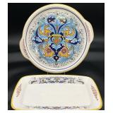 2pc Ceramica Nova Deruta Italy Cake Plate & Tray