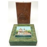 Vintage Russian Trinket Box & Copper Plaque