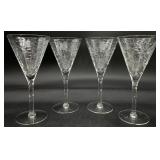 4pc Beautiful Cut Floral & Lattice Glassware
