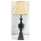 Large Vintage Mottled Blue & Green Pottery Lamp