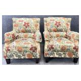 Pair Floral Upholstered Arm Chairs