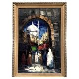 Old Jerusalem Street Scene Impasto Oil Painting
