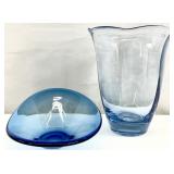 2pc Scandinavian Art Glass Vase & Bowl