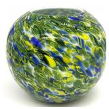 Abstract Swirled Color Globe Art Glass Vase