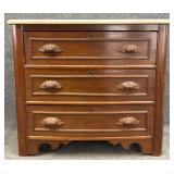 Antique Walnut Marble Top Chest