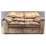 Worn Leather Loveseat