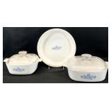 3 Corning Ware Blue Cornflower Casseroles & Pie