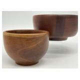 2pc Mid Century Teak & ? Handmade Wood Bowls