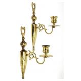 Pair Brass Candle Wall Sconces