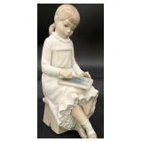 Lladro NAO School Girl With Slate Figurine