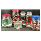 Vintage Glass Christmas Canisters / Jars