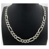 Italian Sterling Silver Figaro Chain Necklace