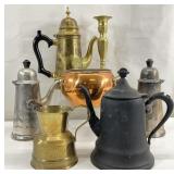 Silverplate, Brass & Metal Coffee, Tea Pots & More