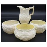 4pc Belleek Irish Pottery Creamer & Sugar Bowls