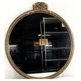 Vintage Empire Style Round Gilt Wood Wall Mirror
