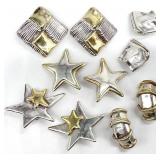 5pr Bat Ami Modernist Sterling Clip Earrings