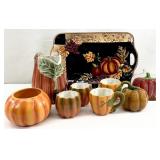 Autumn Pumpkin Pitcher, Platter, Mugs & More