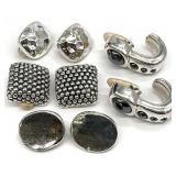 4pr Simon Sebbag Modernist Sterling Clip Earrings