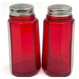 2pc Mosser (Ohio) Ruby Red S&P Shaker Set