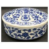 Chinoiserie Blue & White Round Lidded Box
