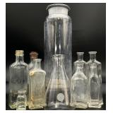 Vintage Apothecary Glass Bottles & Beaker