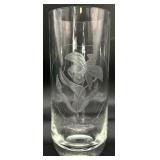 Floral Etched Glass Vase