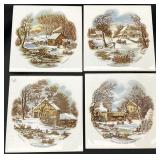 4 Currier & Ives Scenic Trivets