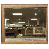 Antique Oak Frame Beveled Wall Mirror