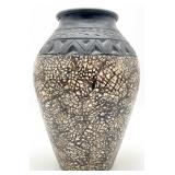 Eggshell Crackle Carved Art Pottery Vase