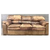 Worn Leather 3 Cushion Sofa