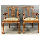 Pair Mahogany Chippendale Arm Chairs
