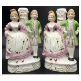 2 Victorian Style Porcelain Candlesticks