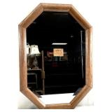 Oak Wood Framed Beveled Mirror