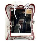 Art Deco Style Enameled Mirror / Mirrored Tray