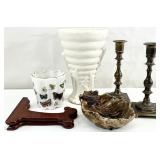 Vintage Pottery, Brass Candlesticks & More