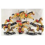 Group Vintage Painted Wood Rocking Horse Figures