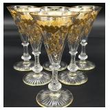 6 St Louis Crystal Massenet Gold Encrusted Glasses