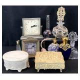 Vintage Perfume Bottles, Vanity Boxes & Clocks